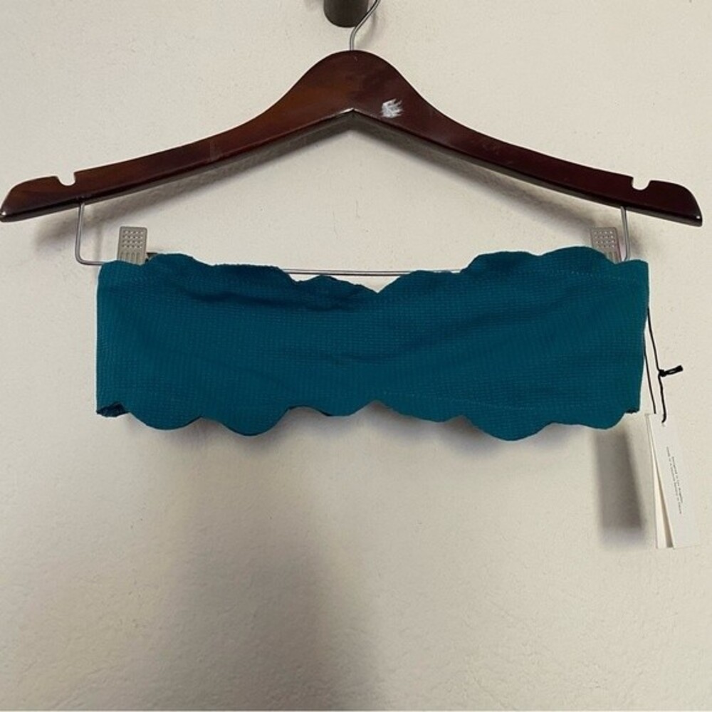 NWT Marysia Turquoise Scallop Strapless Bikini Top size Small
